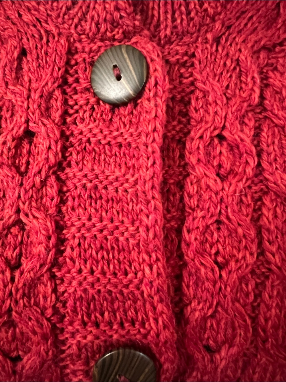 ARAN SWEATER MARKET Women's Merino Wool A-Line Fit Cardigan XL RED(Chillipepper) - Picture 7 of 10